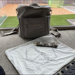 Fawn original diaper bag with matching changing mat & wipe dispenser pou…